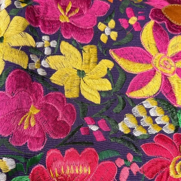 Fresco Fabrics Colorful Floral Embroidered Tote Bag - Picture 7 of 11